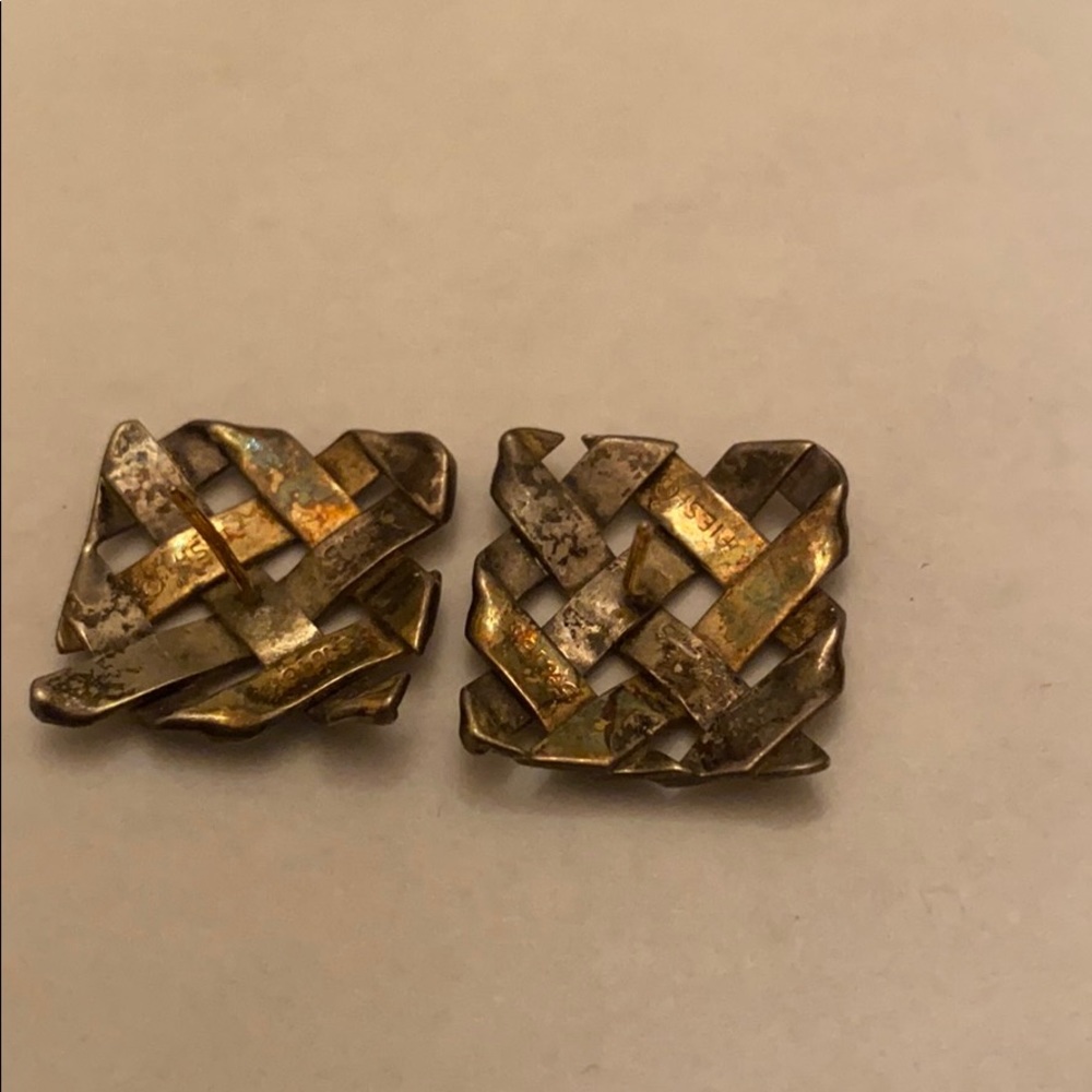 Sterling Square Weave Earring - image 3